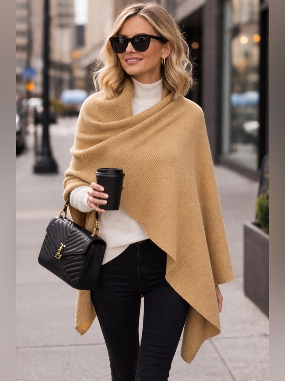 STUDIO Women's Tan Ribbed Soft Cozy Scarf Shawl Wrap